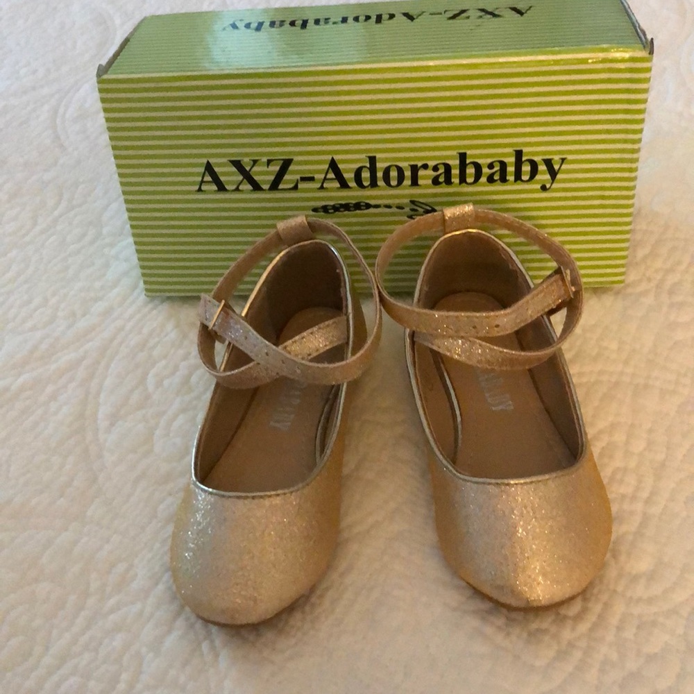 AXC-Adorababy gold baby girl ankle strap shoes